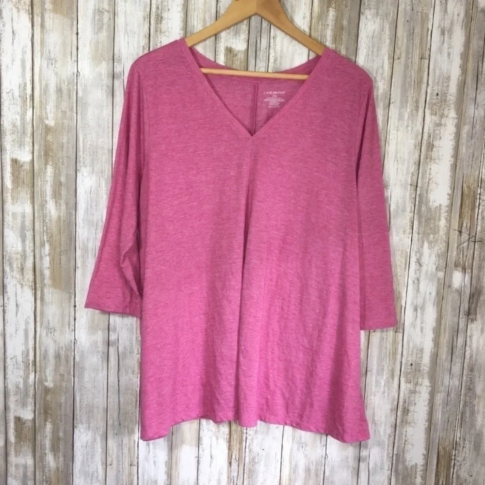 Lane Bryant Pink 3/4 Sleeve Blouse - Picture 1 of 4